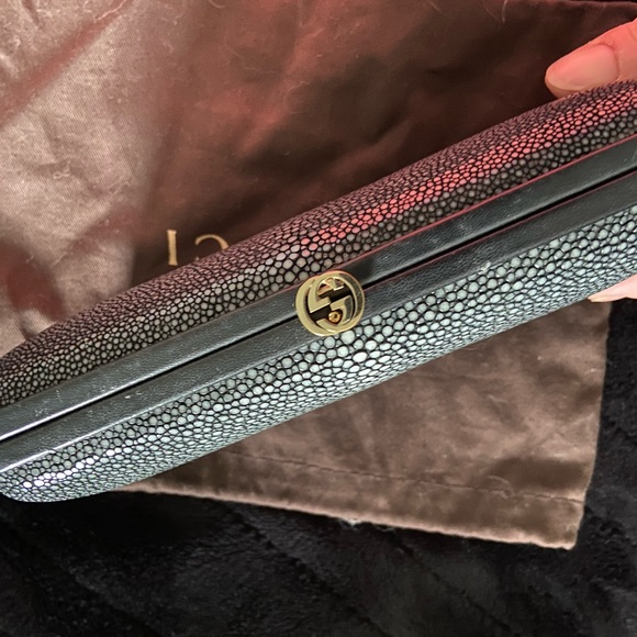 Gucci Box Rare Galuchat Gg Black Stingray Clutch - Picture 3 of 7